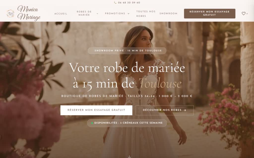 Un détail du site Monica Mariage
